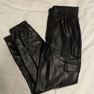 Abercrombie Black Leather Cargo Joggers